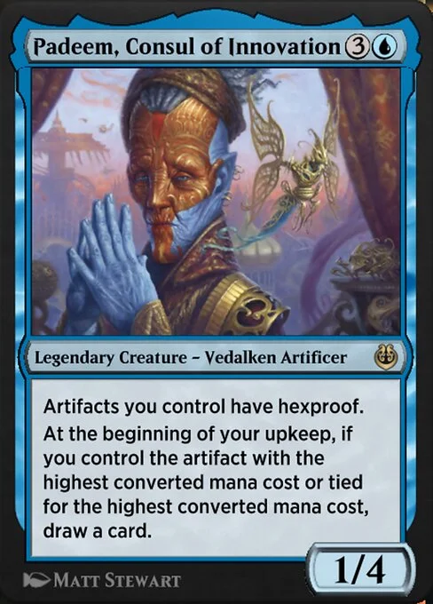 Padeem, Consul of Innovation, carta Magic di tipo Legendary Creature — Vedalken Artificer illustrata da Matt Stewart