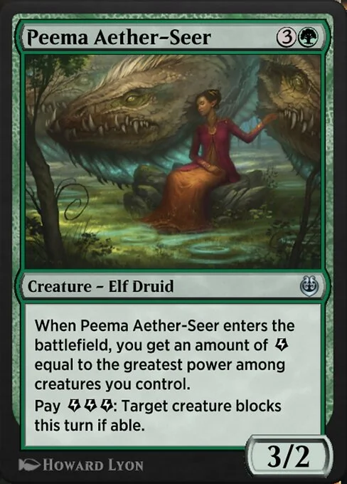 Peema Aether-Seer, carta Magic di tipo Creature — Elf Druid illustrata da Howard Lyon