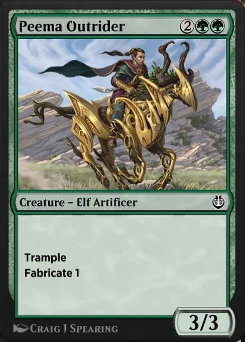 Peema Outrider, carta Magic di tipo Creature — Elf Artificer illustrata da Craig J Spearing