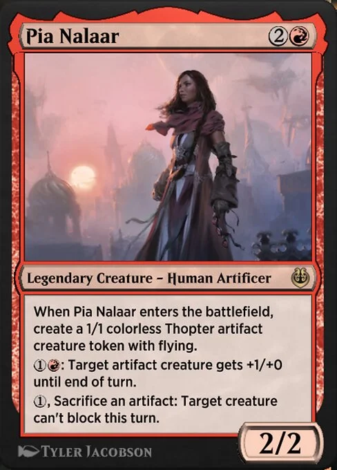 Pia Nalaar, carta Magic di tipo Legendary Creature — Human Artificer illustrata da Tyler Jacobson