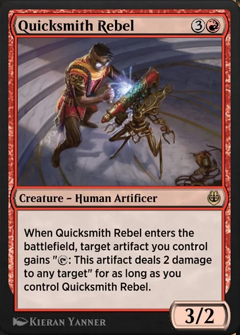 Quicksmith Rebel, carta Magic di tipo Creature — Human Artificer illustrata da Kieran Yanner