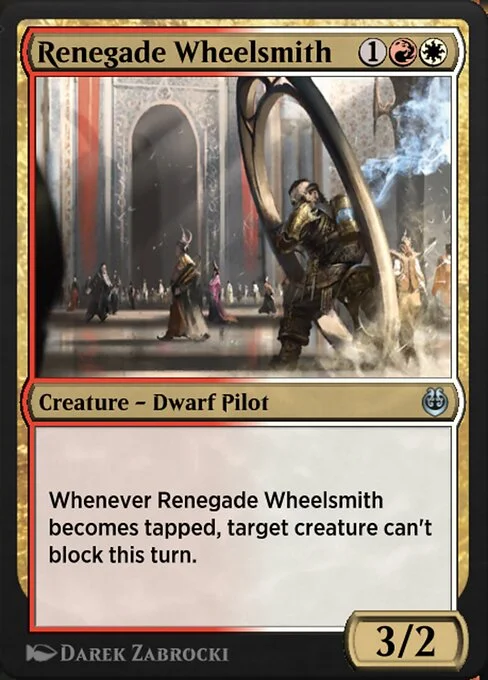 Renegade Wheelsmith, carta Magic di tipo Creature — Dwarf Pilot illustrata da Darek Zabrocki