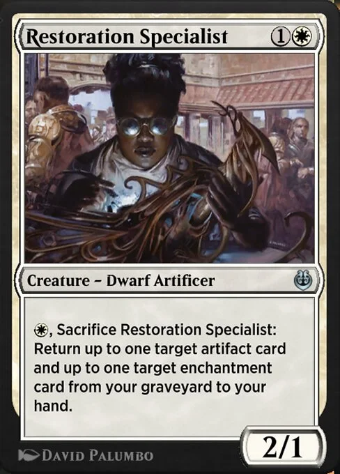 Restoration Specialist, carta Magic di tipo Creature — Dwarf Artificer illustrata da David Palumbo