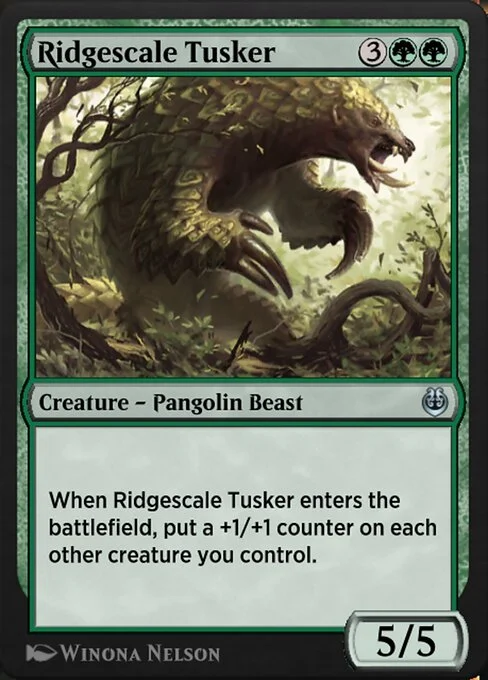 Ridgescale Tusker, carta Magic di tipo Creature — Pangolin Beast illustrata da Winona Nelson