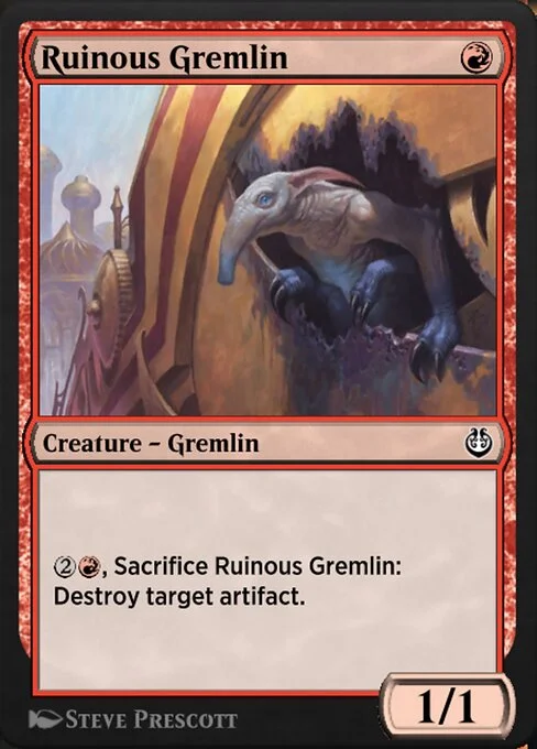 Ruinous Gremlin, carta Magic di tipo Creature — Gremlin illustrata da Steve Prescott