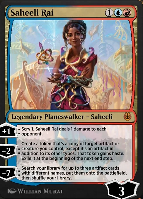 Saheeli Rai, carta Magic di tipo Legendary Planeswalker — Saheeli illustrata da Willian Murai