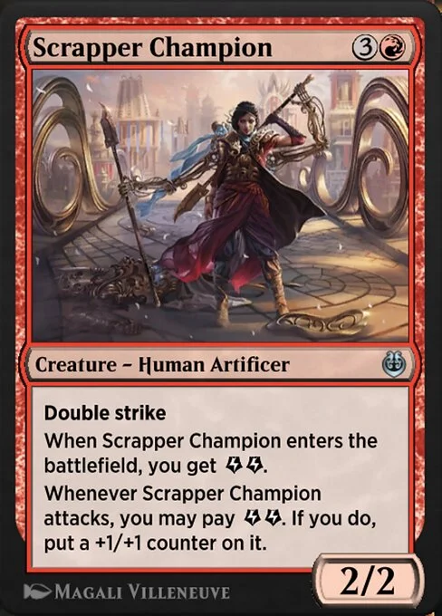 Scrapper Champion, carta Magic di tipo Creature — Human Artificer illustrata da Magali Villeneuve