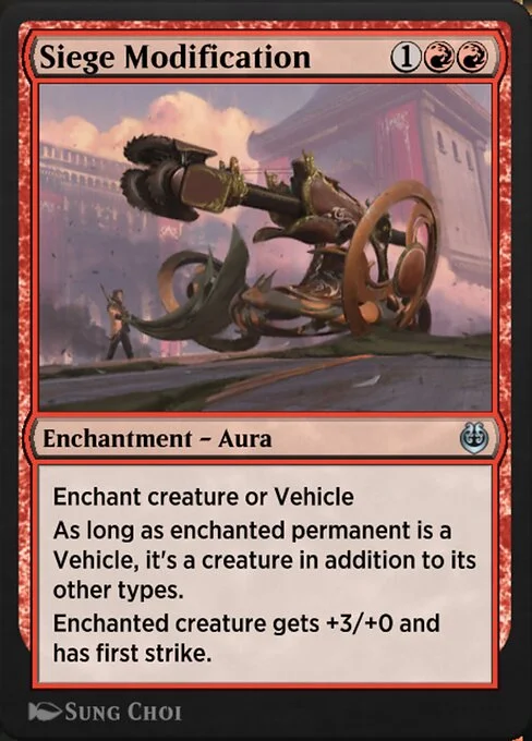 Siege Modification, carta Magic di tipo Enchantment — Aura illustrata da Sung Choi