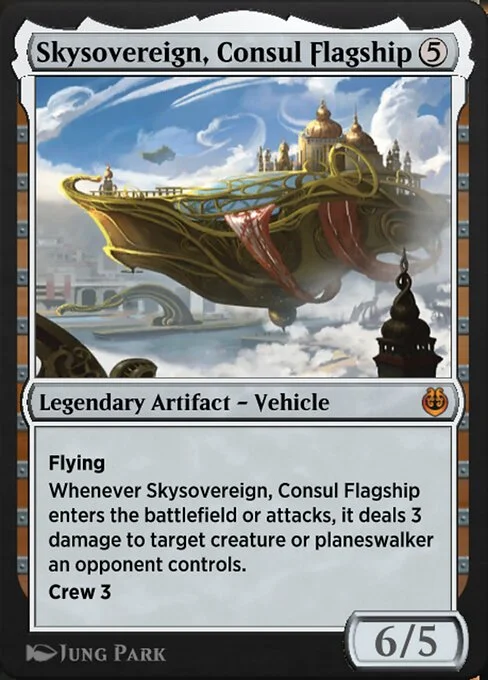Skysovereign, Consul Flagship, carta Magic di tipo Legendary Artifact — Vehicle illustrata da Jung Park