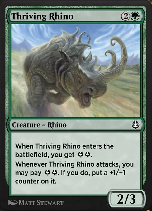 Thriving Rhino, carta Magic di tipo Creature — Rhino illustrata da Matt Stewart