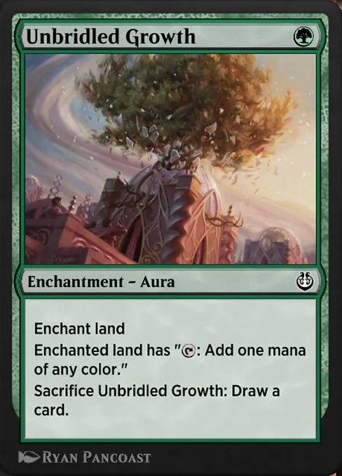 Unbridled Growth, carta Magic di tipo Enchantment — Aura illustrata da Ryan Pancoast
