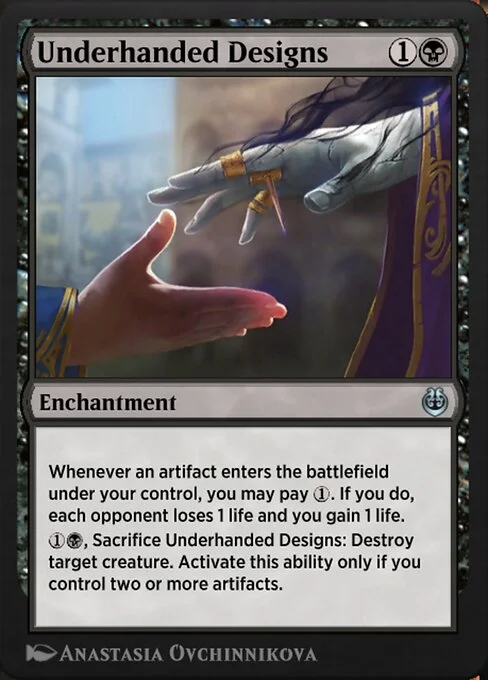 Underhanded Designs, carta Magic di tipo Enchantment illustrata da Anastasia Ovchinnikova