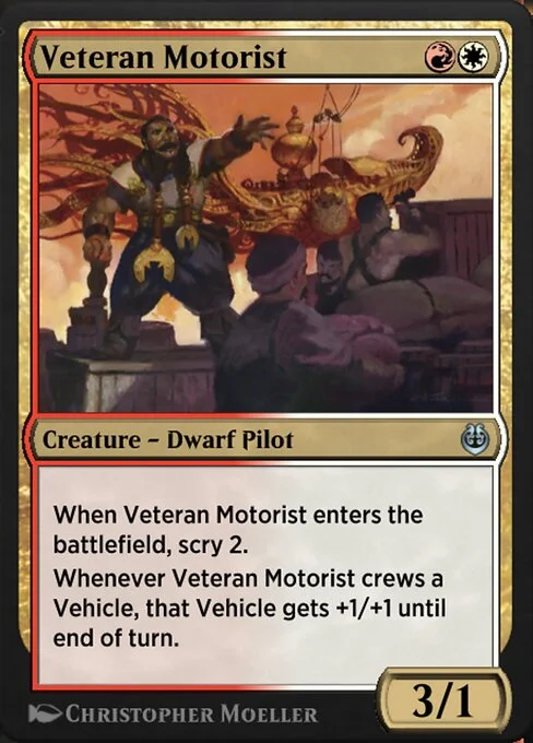 Veteran Motorist, carta Magic di tipo Creature — Dwarf Pilot illustrata da Christopher Moeller