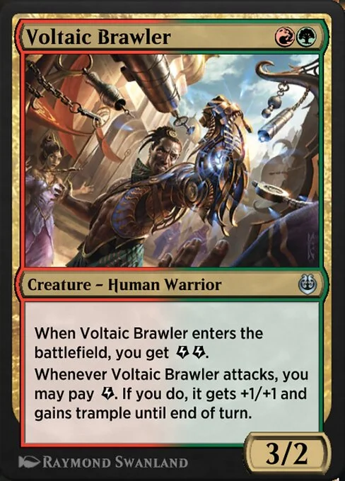 Voltaic Brawler, carta Magic di tipo Creature — Human Warrior illustrata da Raymond Swanland