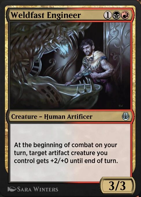 Weldfast Engineer, carta Magic di tipo Creature — Human Artificer illustrata da Sara Winters