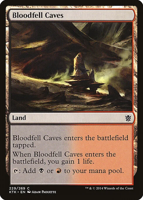 Bloodfell Caves, carta Magic di tipo Land illustrata da Adam Paquette