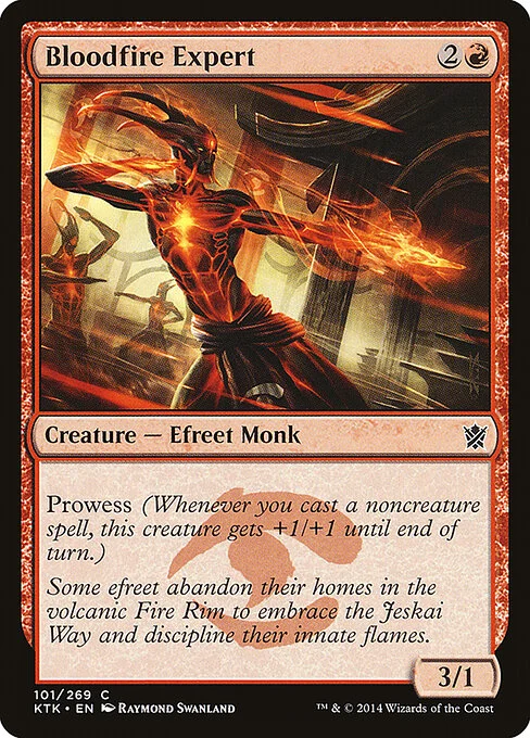 Bloodfire Expert, carta Magic di tipo Creature — Efreet Monk illustrata da Raymond Swanland