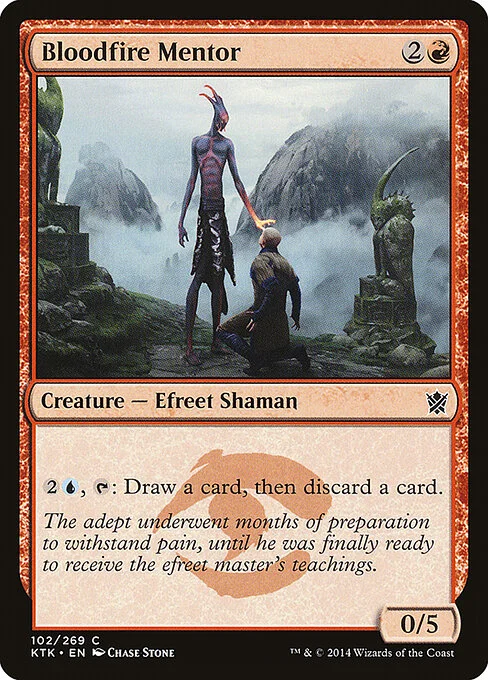 Bloodfire Mentor, carta Magic di tipo Creature — Efreet Shaman illustrata da Chase Stone