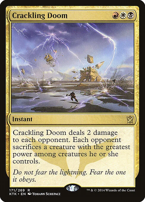 Crackling Doom, carta Magic di tipo Instant illustrata da Yohann Schepacz