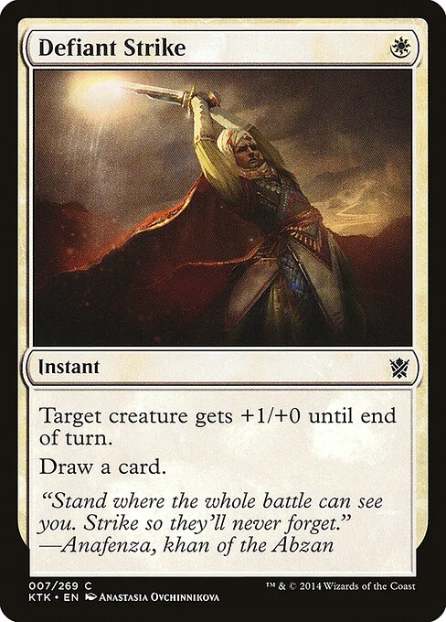 Defiant Strike, carta Magic di tipo Instant illustrata da Anastasia Ovchinnikova