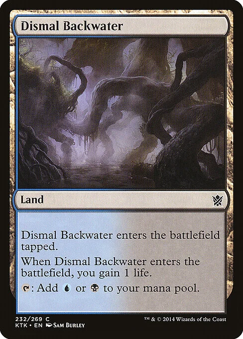 Dismal Backwater, carta Magic di tipo Land illustrata da Sam Burley