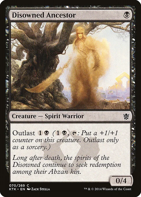 Disowned Ancestor, carta Magic di tipo Creature — Spirit Warrior illustrata da Zack Stella