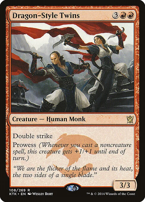 Dragon-Style Twins, carta Magic di tipo Creature — Human Monk illustrata da Wesley Burt