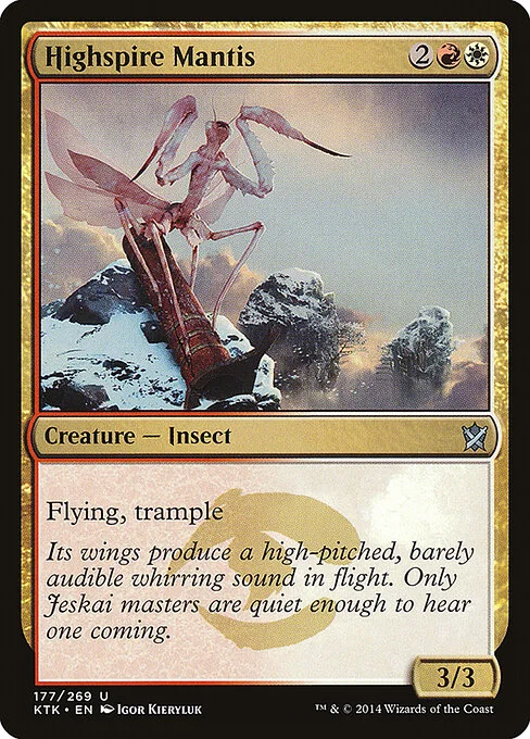 Highspire Mantis, carta Magic di tipo Creature — Insect illustrata da Igor Kieryluk