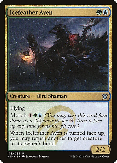 Icefeather Aven, carta Magic di tipo Creature — Bird Shaman illustrata da Slawomir Maniak