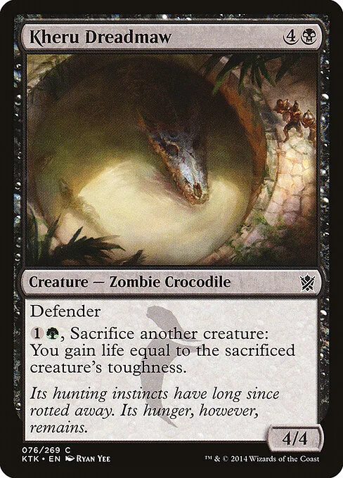 Kheru Dreadmaw, carta Magic di tipo Creature — Zombie Crocodile illustrata da Ryan Yee