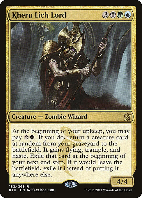 Kheru Lich Lord, carta Magic di tipo Creature — Zombie Wizard illustrata da Karl Kopinski