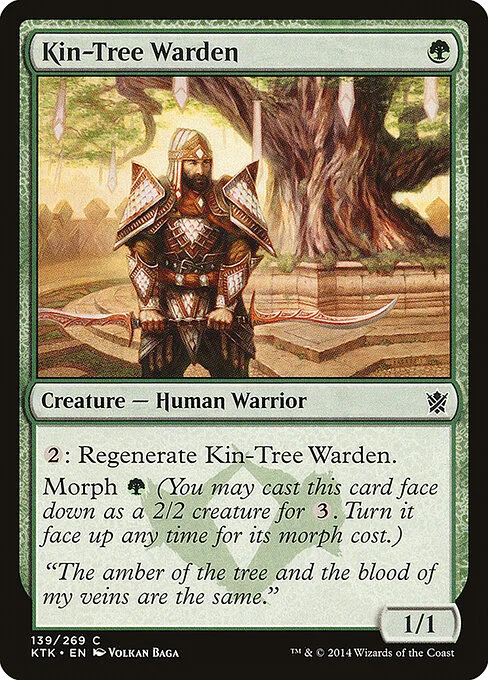 Kin-Tree Warden, carta Magic di tipo Creature — Human Warrior illustrata da Volkan Baǵa