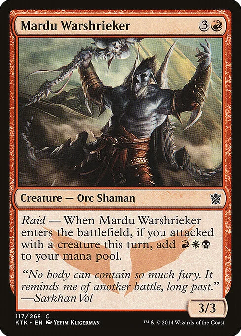 Mardu Warshrieker, carta Magic di tipo Creature — Orc Shaman illustrata da Yefim Kligerman