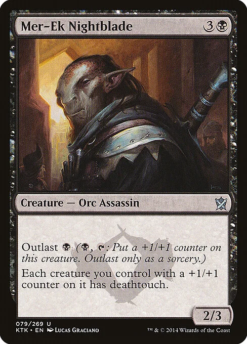 Mer-Ek Nightblade, carta Magic di tipo Creature — Orc Assassin illustrata da Lucas Graciano