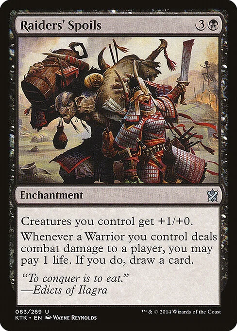 Raiders' Spoils, carta Magic di tipo Enchantment illustrata da Wayne Reynolds