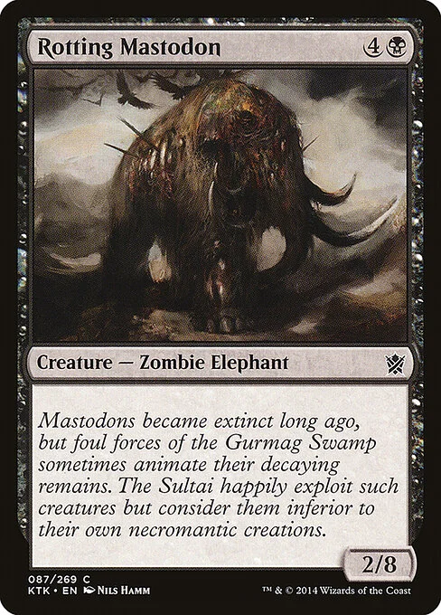 Rotting Mastodon, carta Magic di tipo Creature — Zombie Elephant illustrata da Nils Hamm
