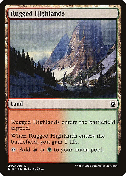 Rugged Highlands, carta Magic di tipo Land illustrata da Eytan Zana