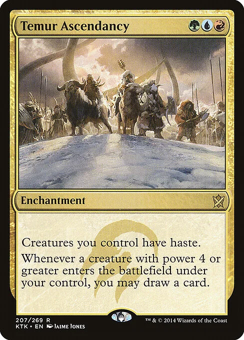 Temur Ascendancy, carta Magic di tipo Enchantment illustrata da Jaime Jones