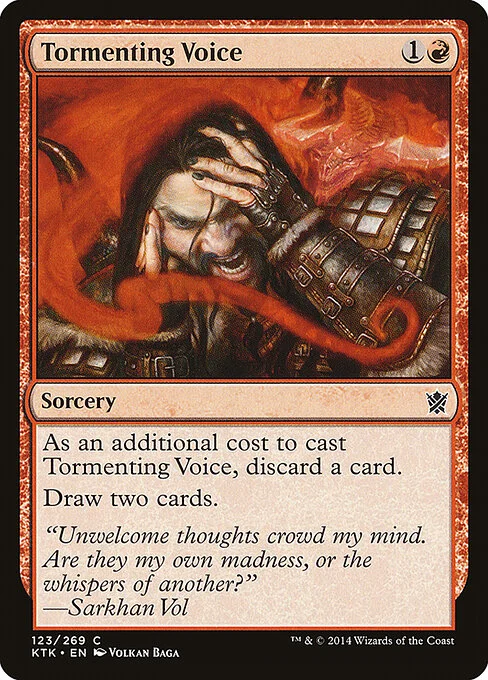 Tormenting Voice, carta Magic di tipo Sorcery illustrata da Volkan Baǵa