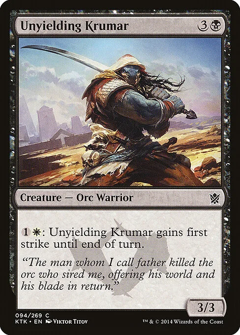 Unyielding Krumar, carta Magic di tipo Creature — Orc Warrior illustrata da Viktor Titov