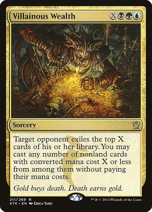 Villainous Wealth, carta Magic di tipo Sorcery illustrata da Erica Yang