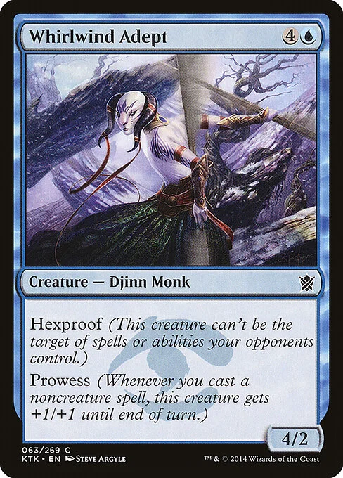 Whirlwind Adept, carta Magic di tipo Creature — Djinn Monk illustrata da Steve Argyle
