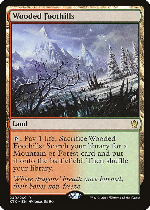 Wooded Foothills, carta Magic di tipo Land illustrata da Jonas De Ro