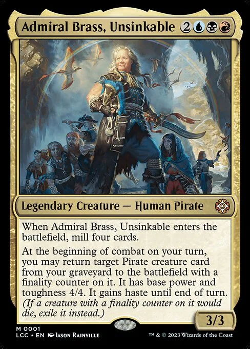Admiral Brass, Unsinkable, carta Magic di tipo Legendary Creature — Human Pirate illustrata da Jason Rainville