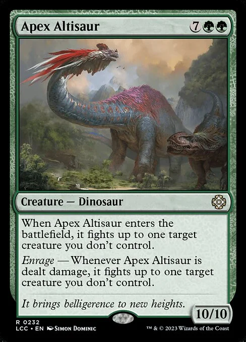 Apex Altisaur, carta Magic di tipo Creature — Dinosaur illustrata da Simon Dominic