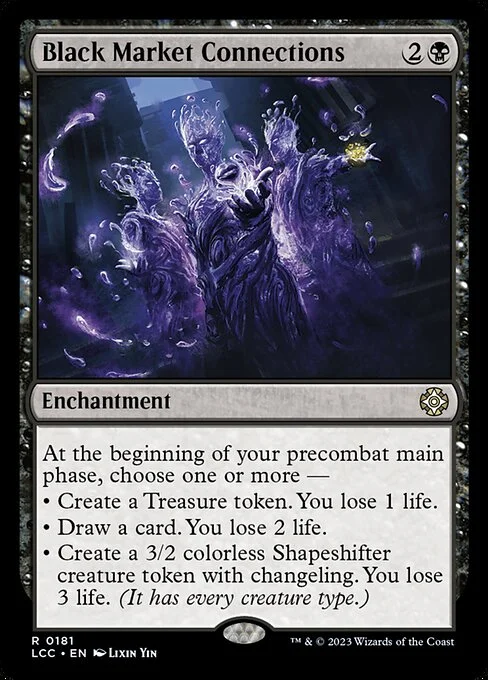 Black Market Connections, carta Magic di tipo Enchantment illustrata da Lixin Yin