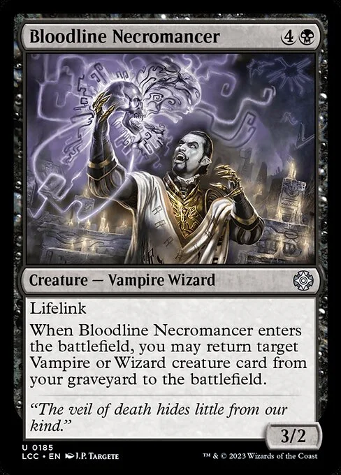 Bloodline Necromancer, carta Magic di tipo Creature — Vampire Wizard illustrata da J.P. Targete