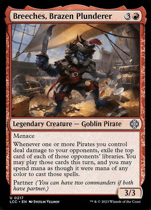 Breeches, Brazen Plunderer, carta Magic di tipo Legendary Creature — Goblin Pirate illustrata da Svetlin Velinov