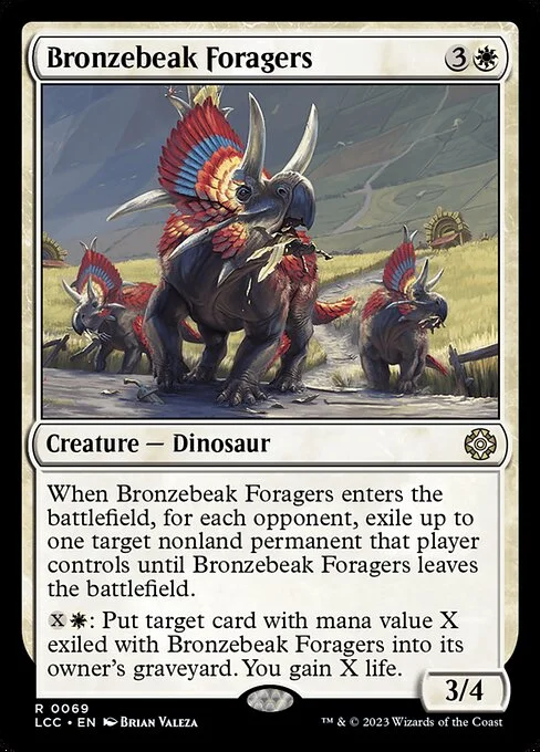Bronzebeak Foragers, carta Magic di tipo Creature — Dinosaur illustrata da Brian Valeza