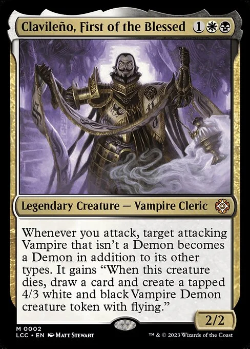 Clavileño, First of the Blessed, carta Magic di tipo Legendary Creature — Vampire Cleric illustrata da Matt Stewart